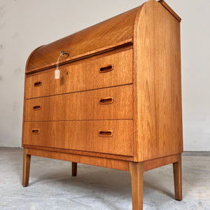 Sekretär Teak halbrund mit Schloss aus Dänemark