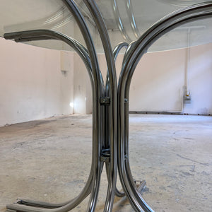 Runder Esstisch ∅ 110 cm Glas & Chrom von Gastone Rinaldi