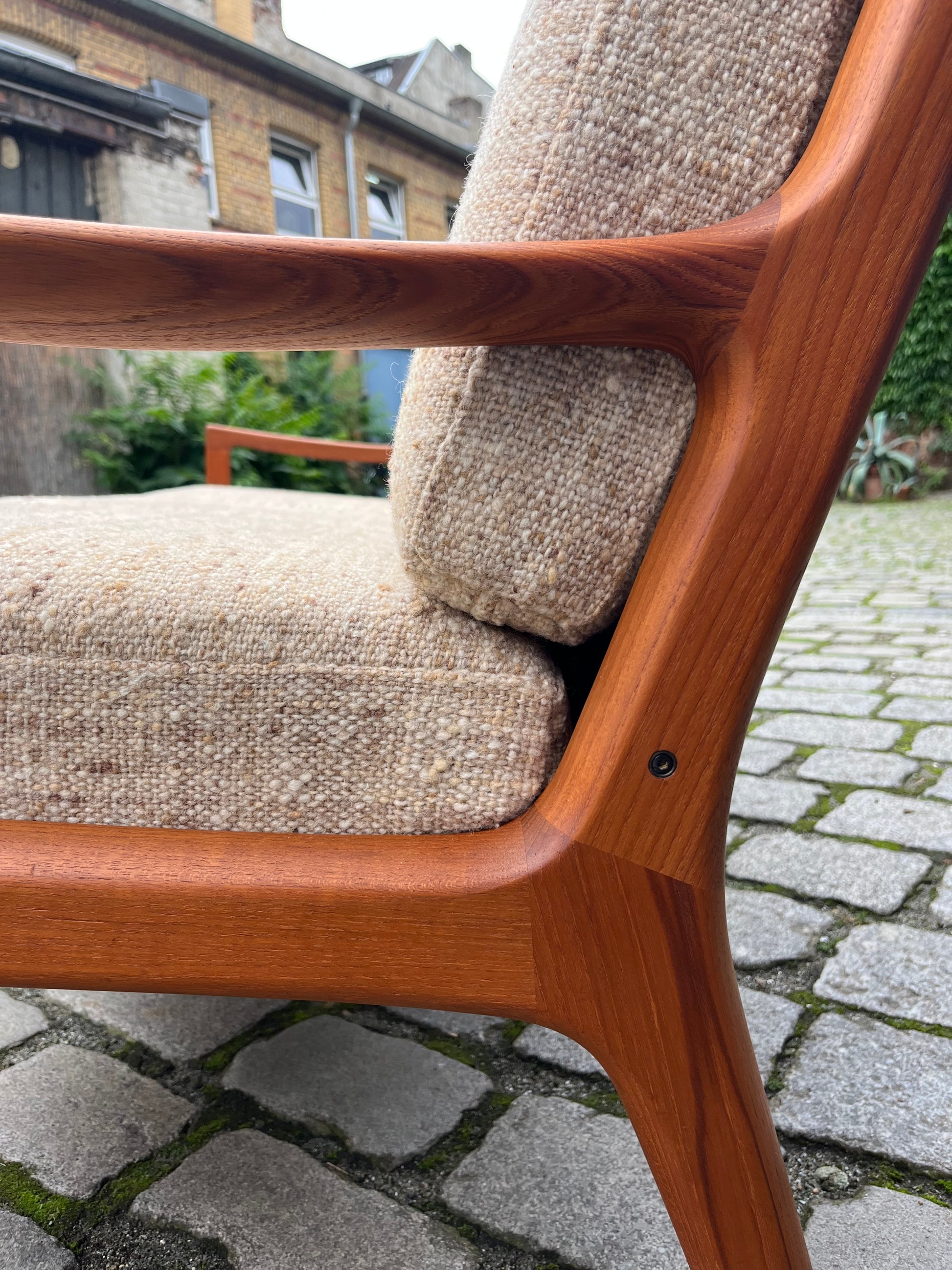 3-Sitzer Sofa Senator beige Wolle Teak von Ole Wanscher für Cado