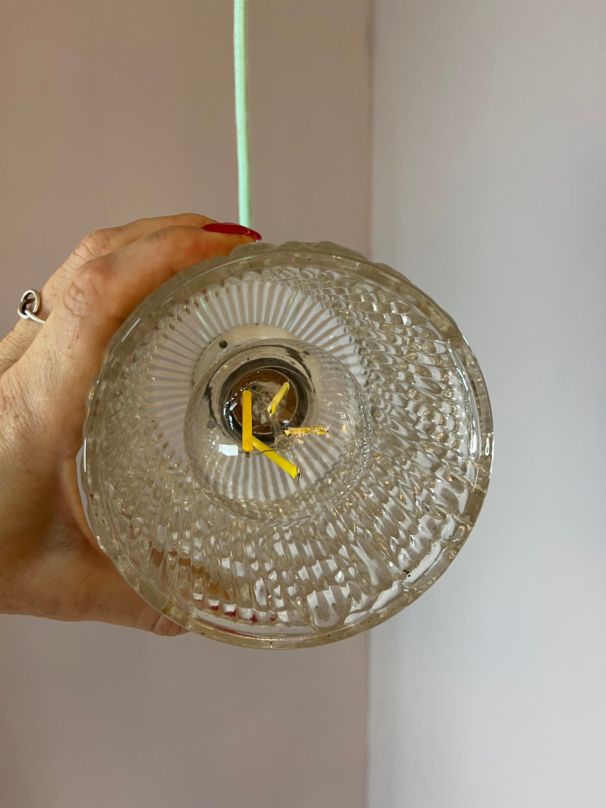 Hängelampe Glas Messing aus Dänemark