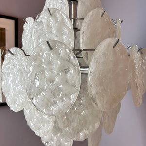 Kronleuchter weiß silber mit Arylglasplatten