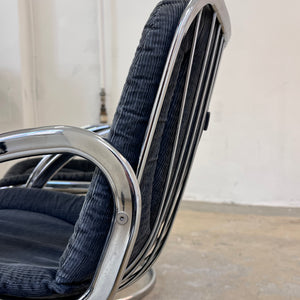 Freischwinger grau Cord Chrom von Gastone Rinaldi