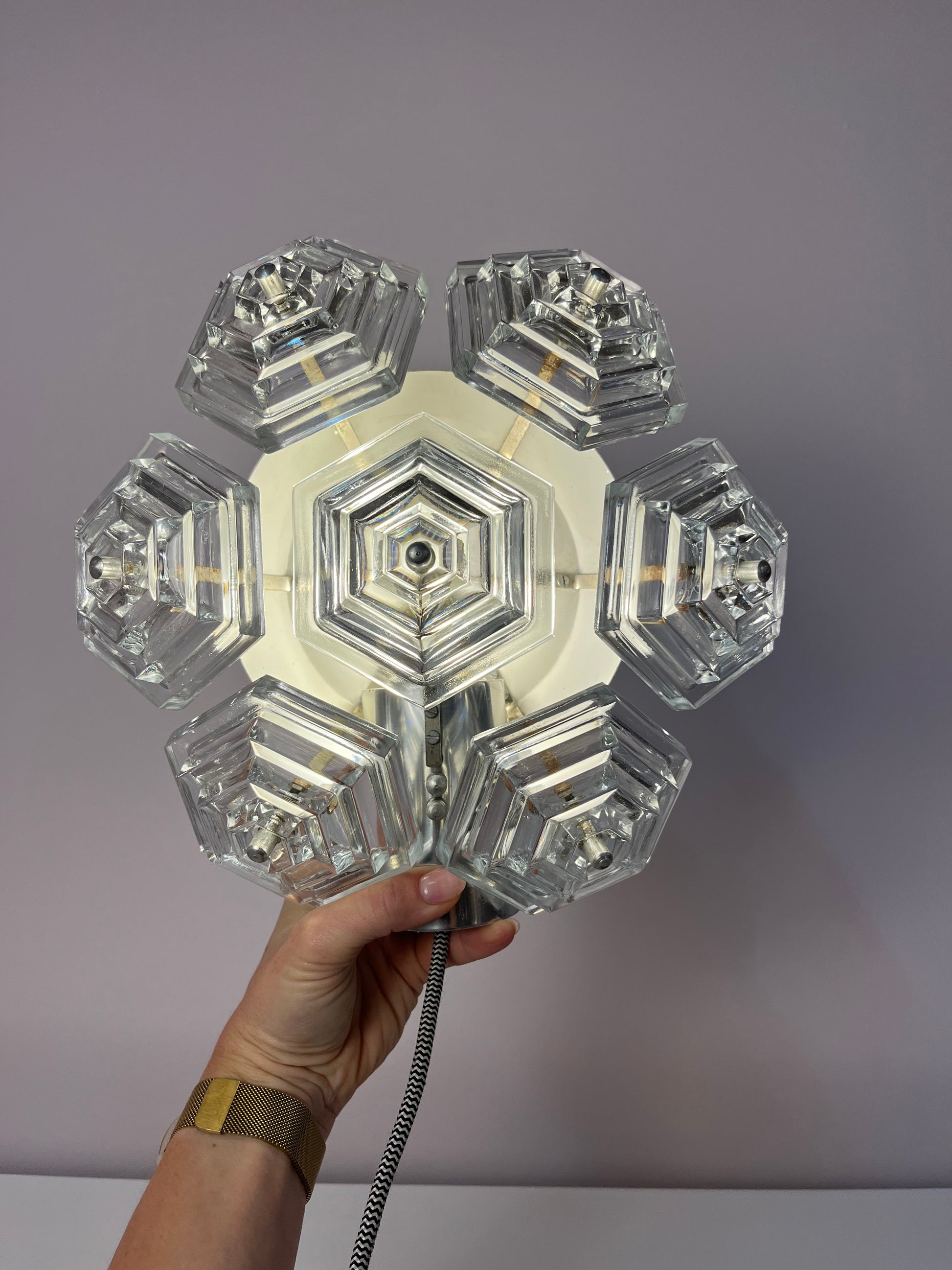 Wandlampe Eiskristall von VEB Kristallleuchtenbau Ebersbach