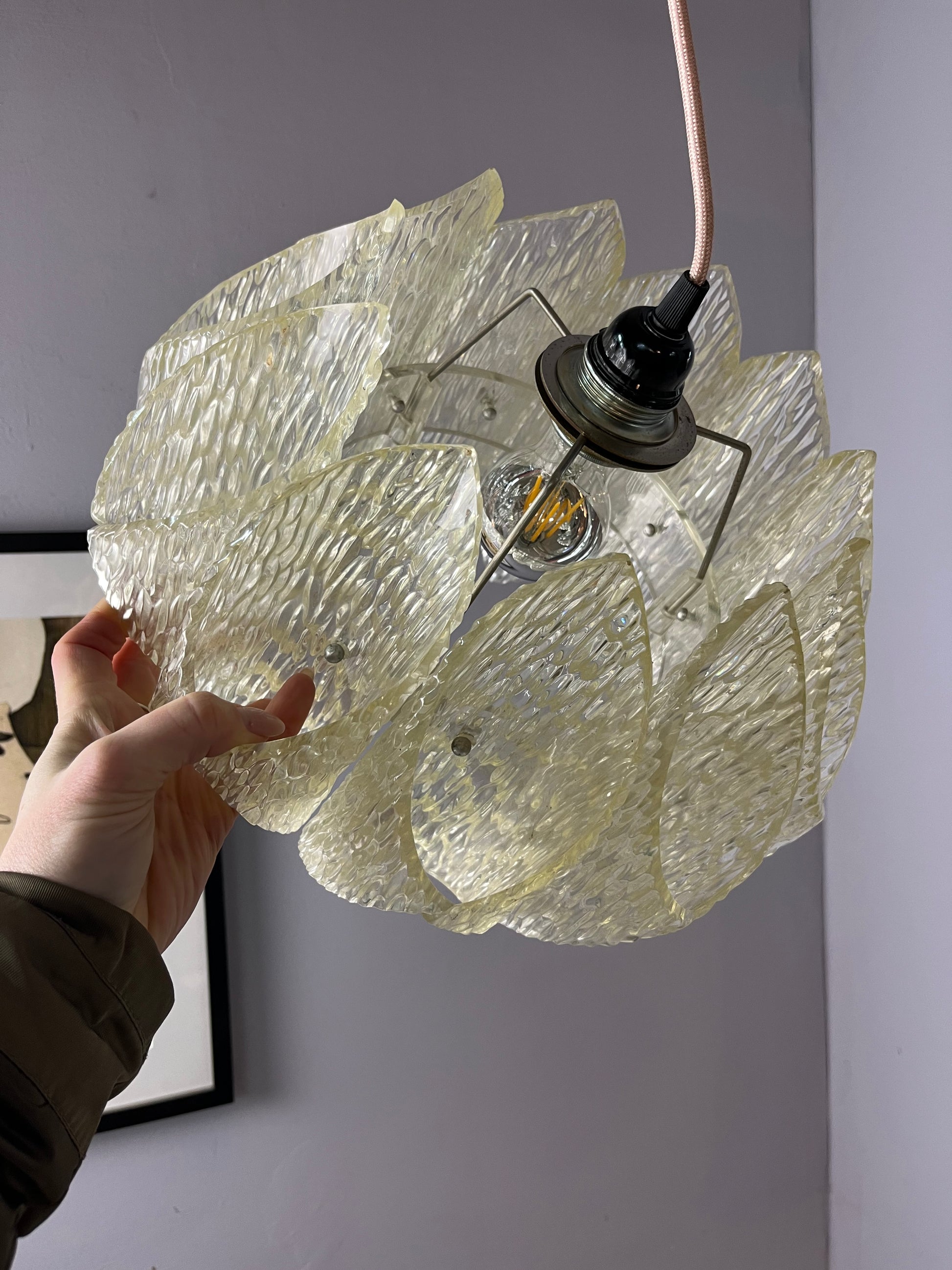 Hängelampe Lucite Eisglas von Marbach Leuchten