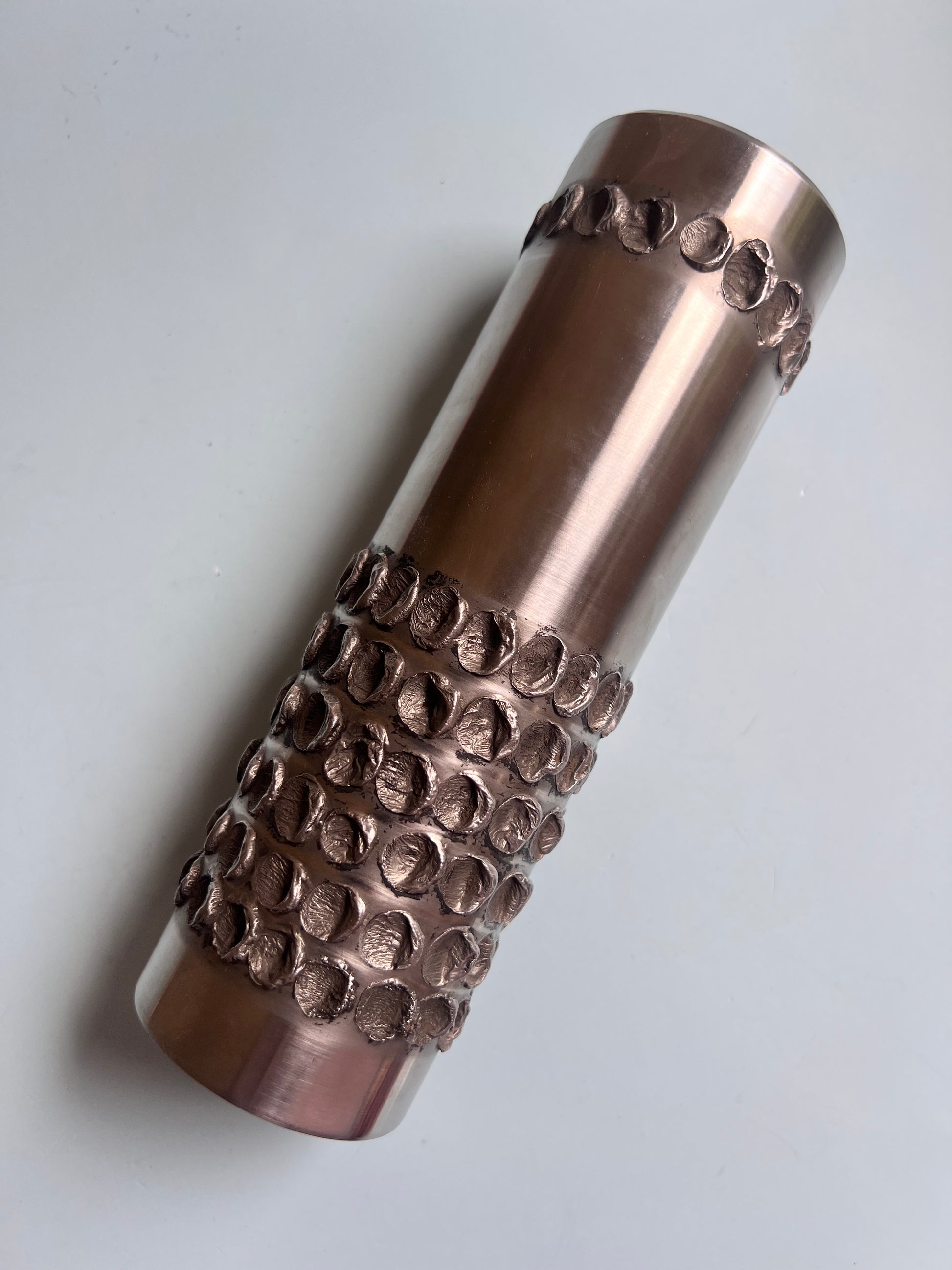 Brutalistische Vase silber Edelstahl von BMF 70er