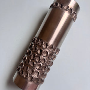 Brutalistische Vase silber Edelstahl von BMF 70er