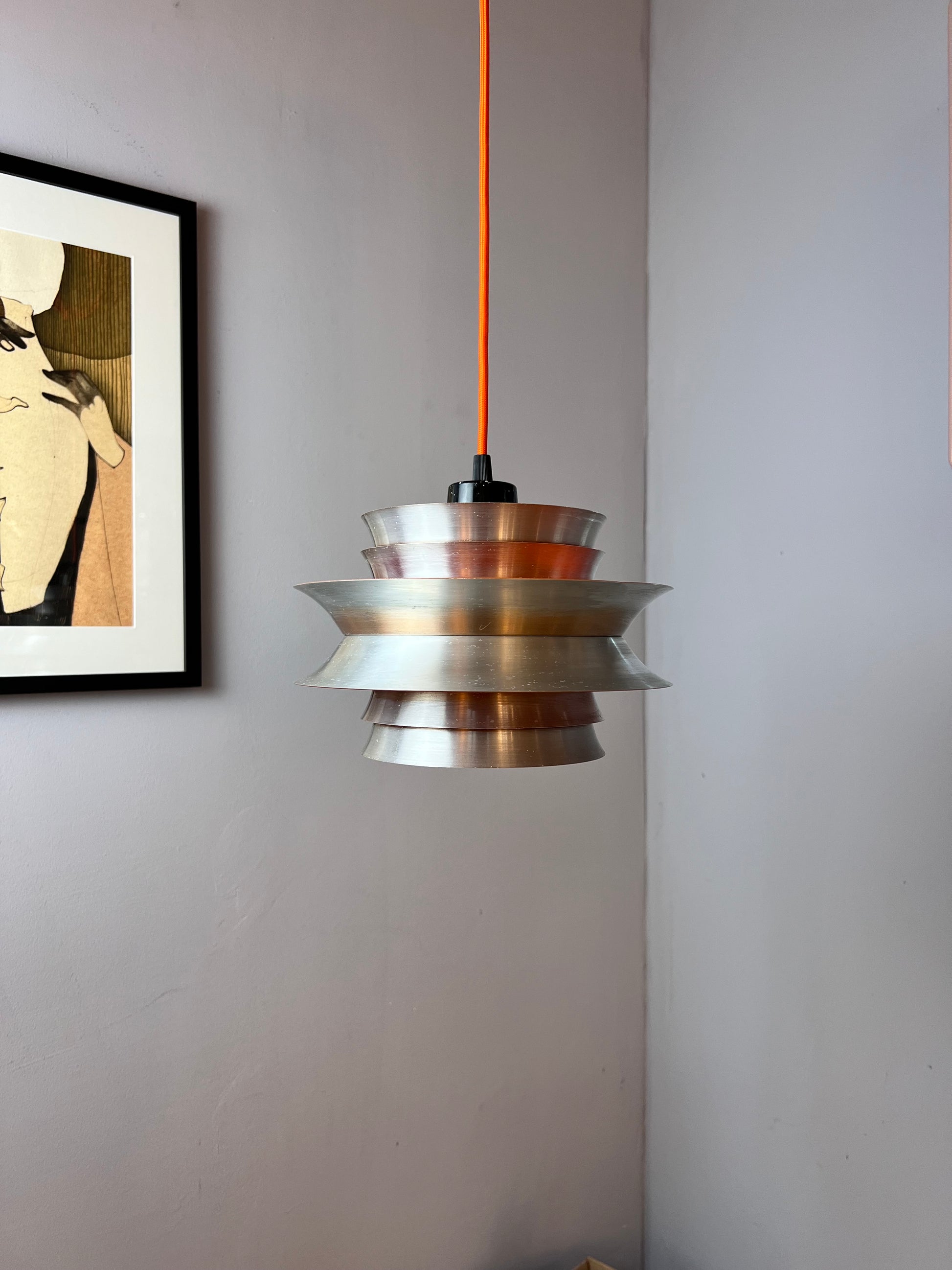 Lamellenlampe orange Chrom von Carl Thore
