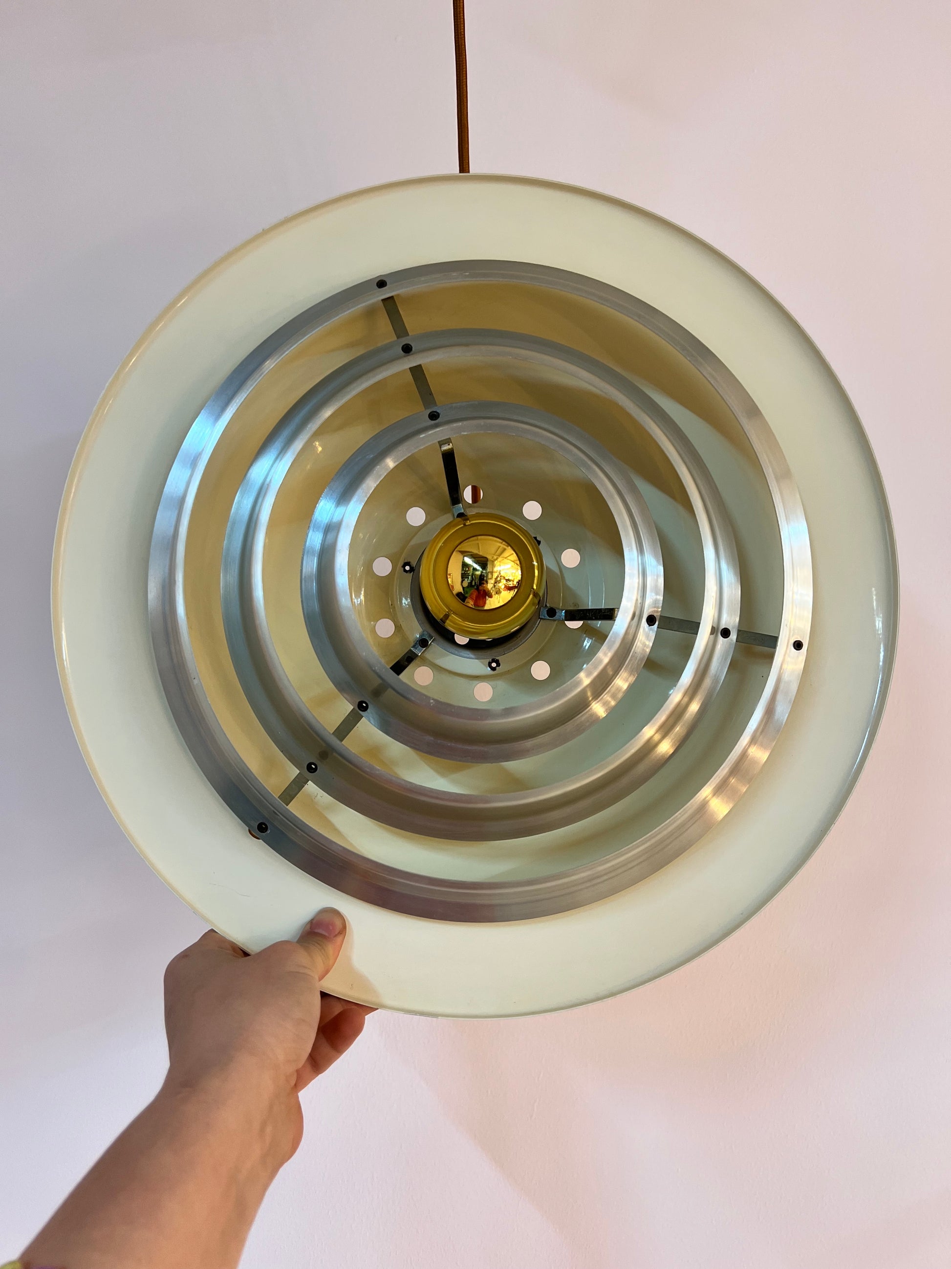Lamellenlampe silber von Erik Jensen für Teknika