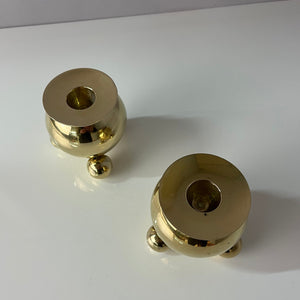 Set: 2x Kugel Kerzenständer Messing von Gusums Bruk