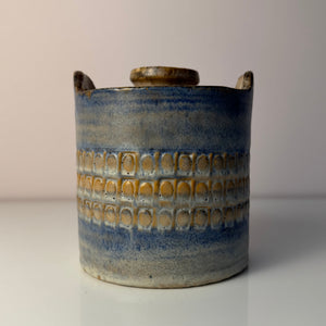 Vorratsdose blau Keramik mit eingeprägtem Muster aus Dänemark