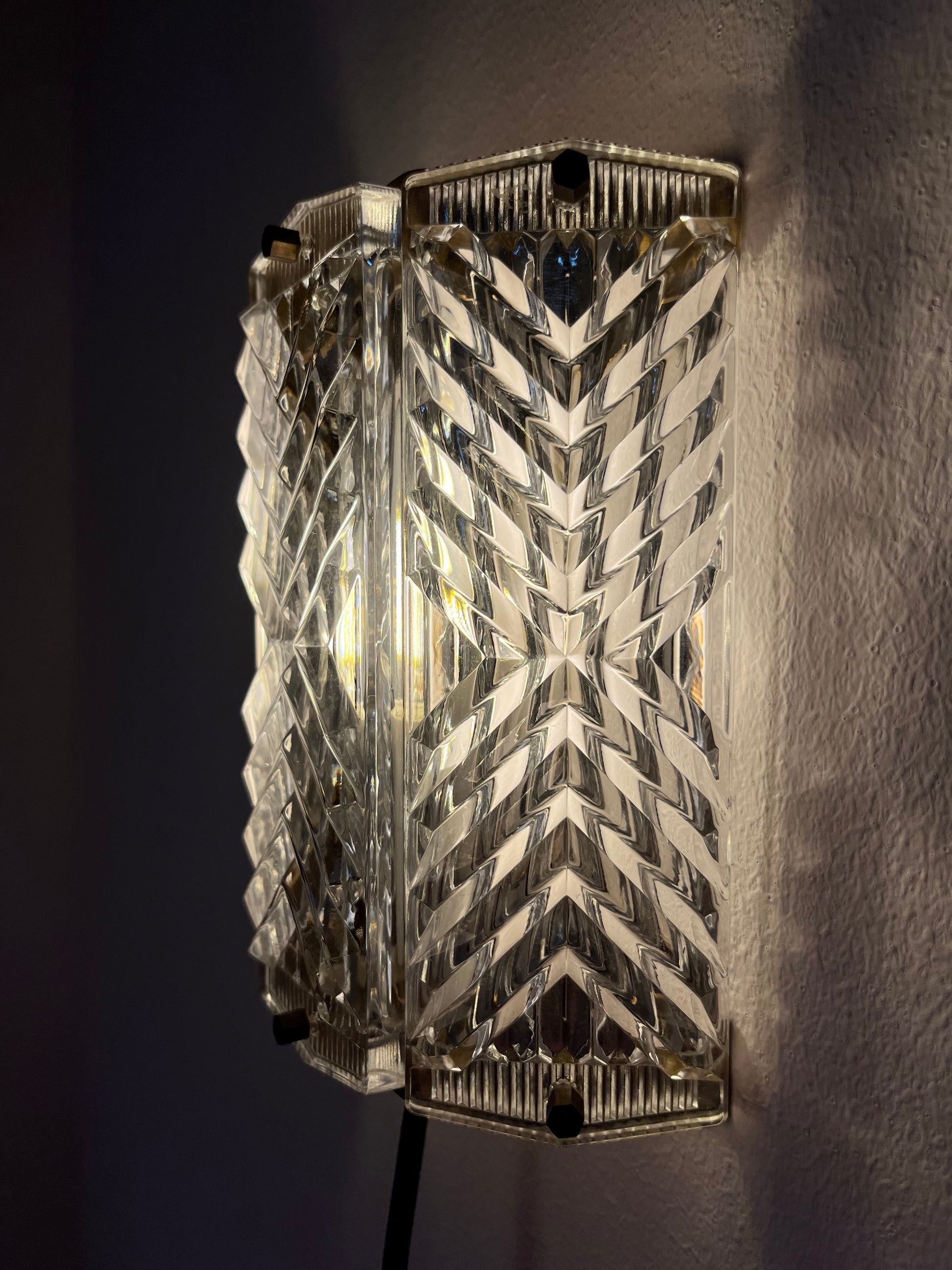 Wandlampe Messing & Glas von Wiktor Berndt für Flygsfors