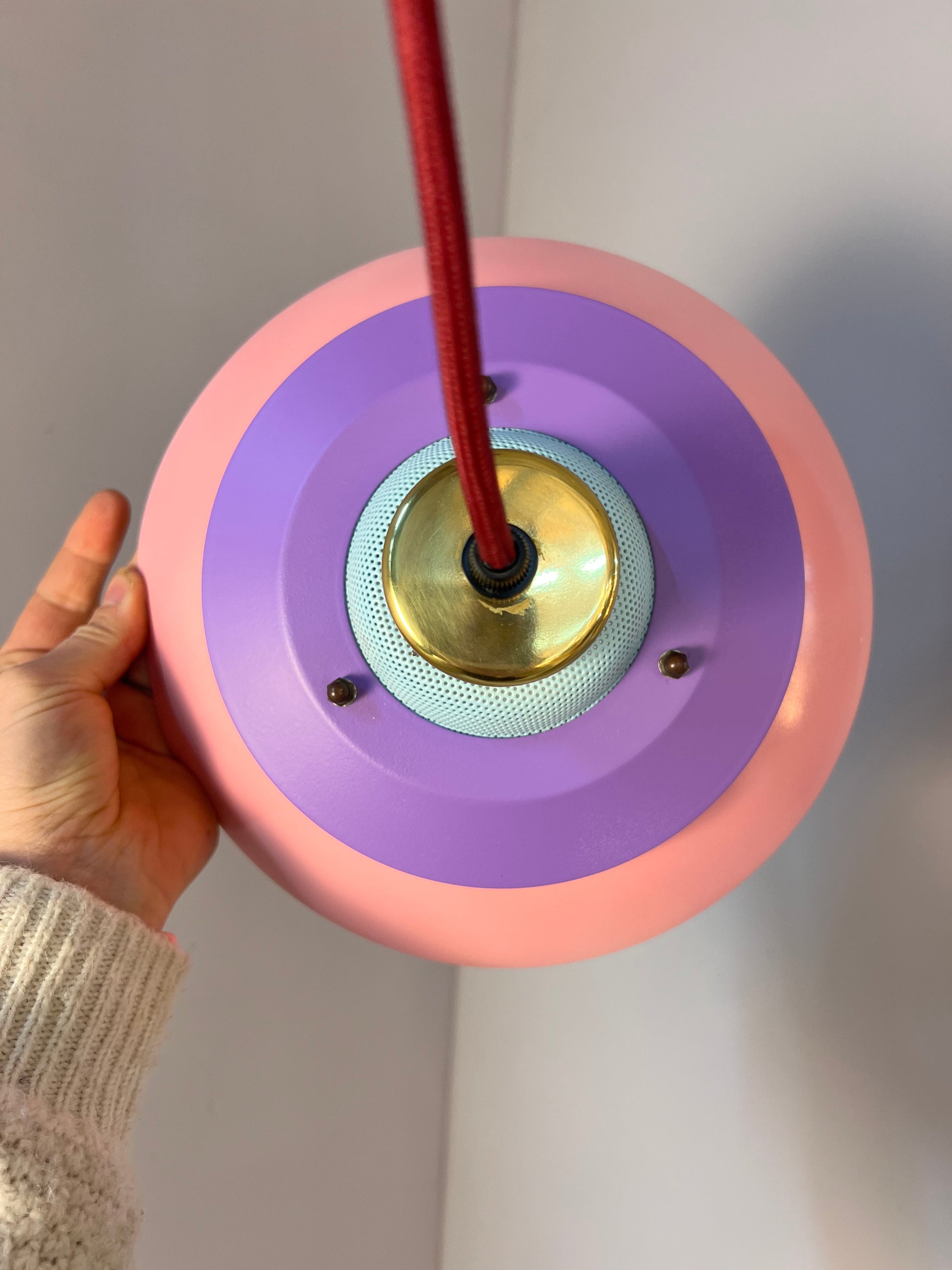 Lamellenlampe neu lackiert mint rosa lila aus Dänemark