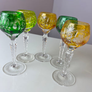 Set: 5x Römer Likörglas gelb grün Kristallglas