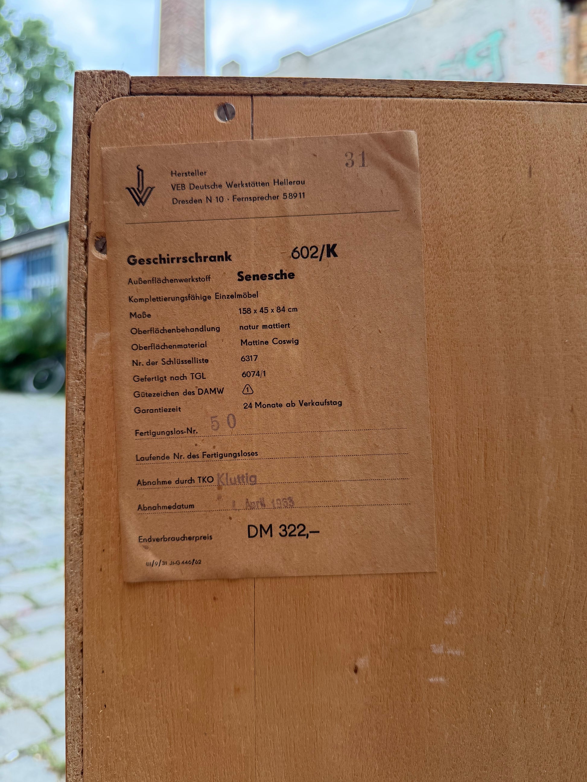 Sideboard Typ 602/K Esche von Franz Ehrlich für Hellerau