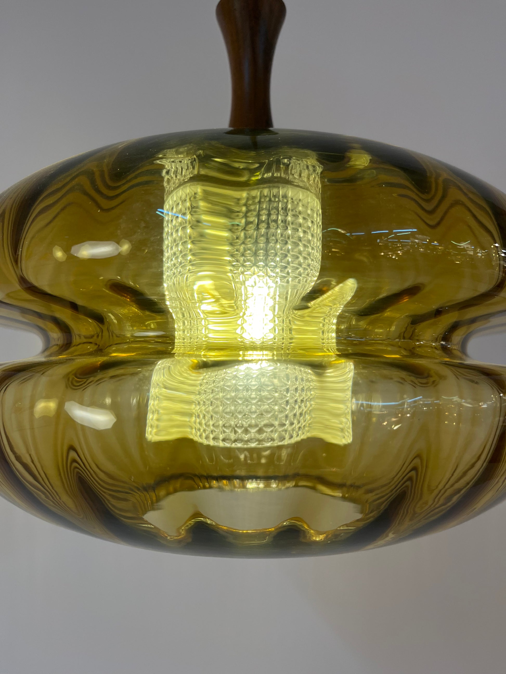 Hängelampe Glas Teak von Orrefors