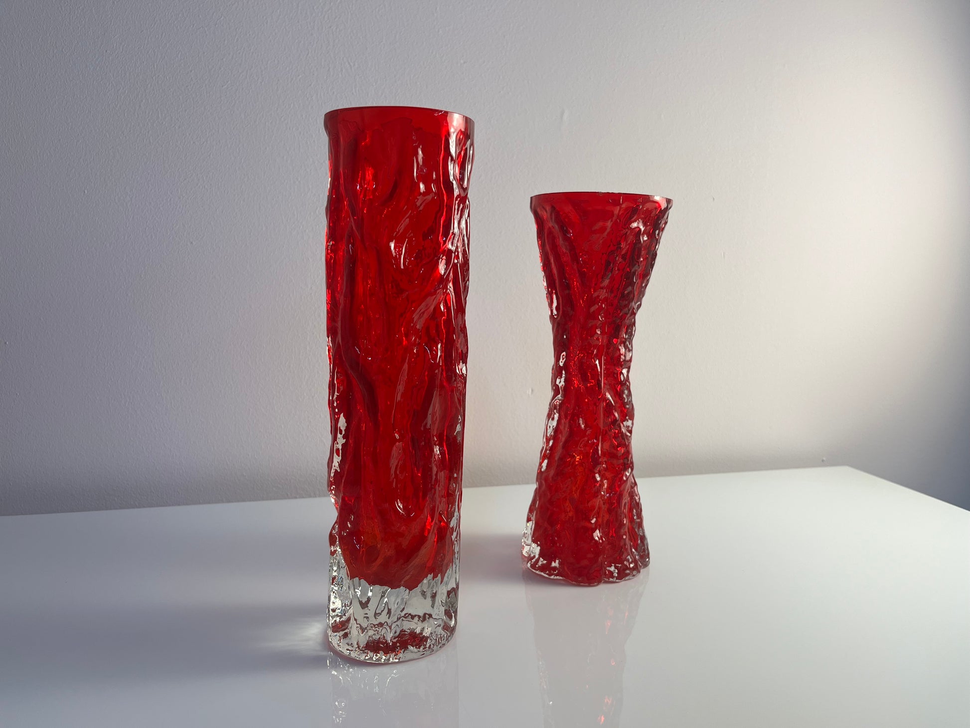 Set: 2 Vasen rot von Kurt Wokan für Ingrid Glas