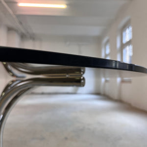 Runder Esstisch Rauchglas & Chrom von Gastone Rinaldi für Rima