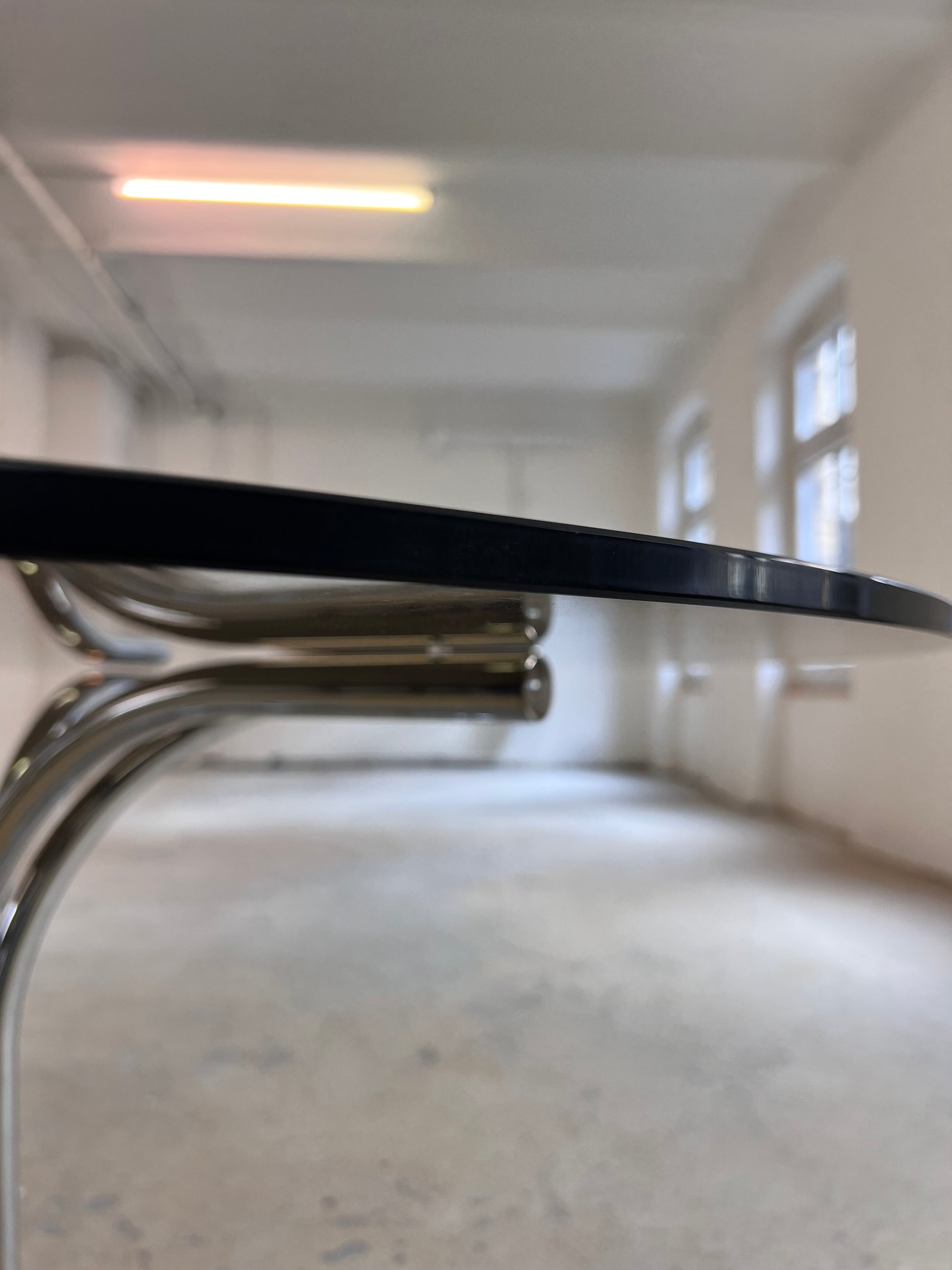 Runder Esstisch Rauchglas & Chrom von Gastone Rinaldi für Rima