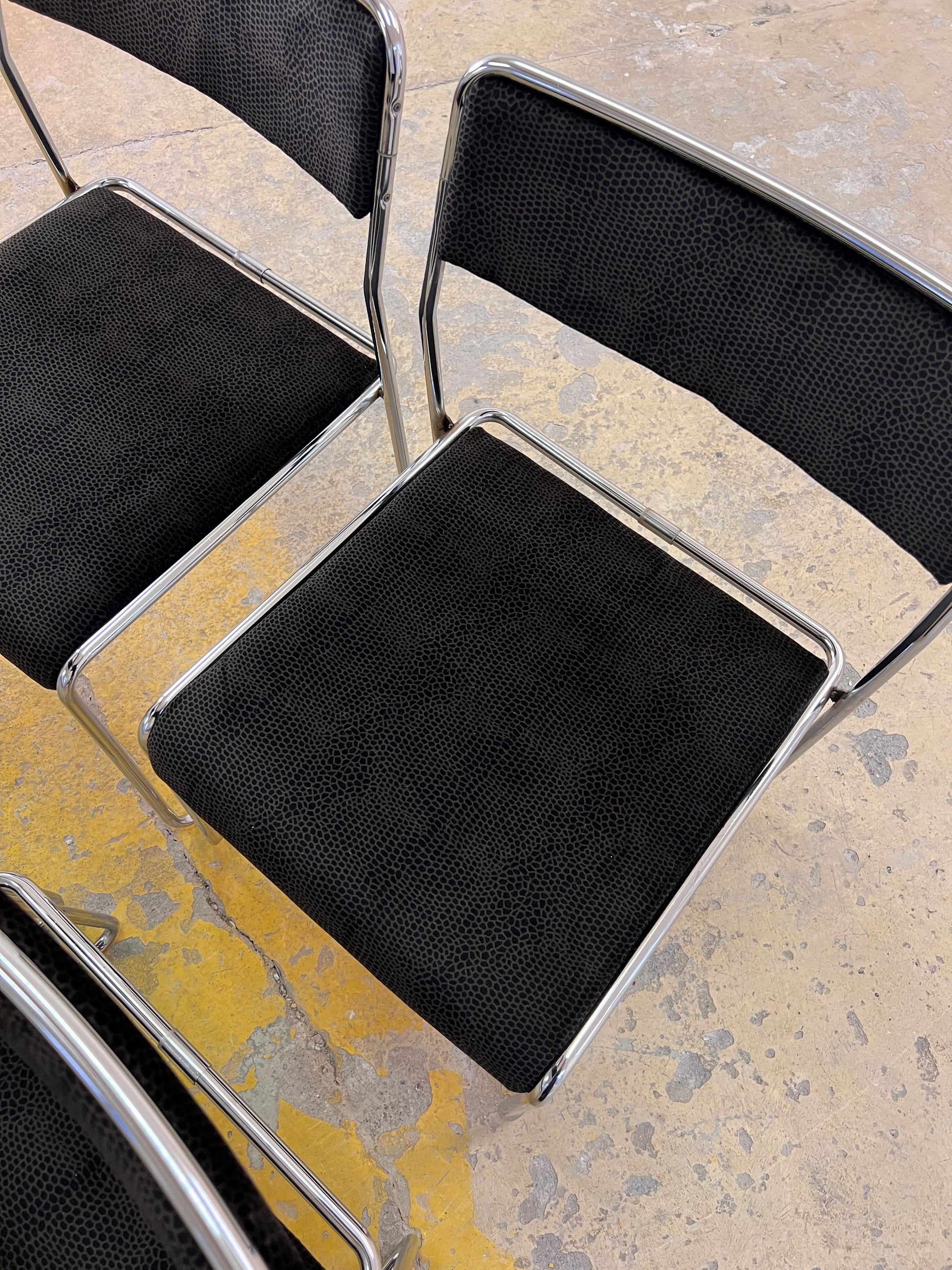 Set: 4x TACKE Polsterstuhl schwarz Chrom