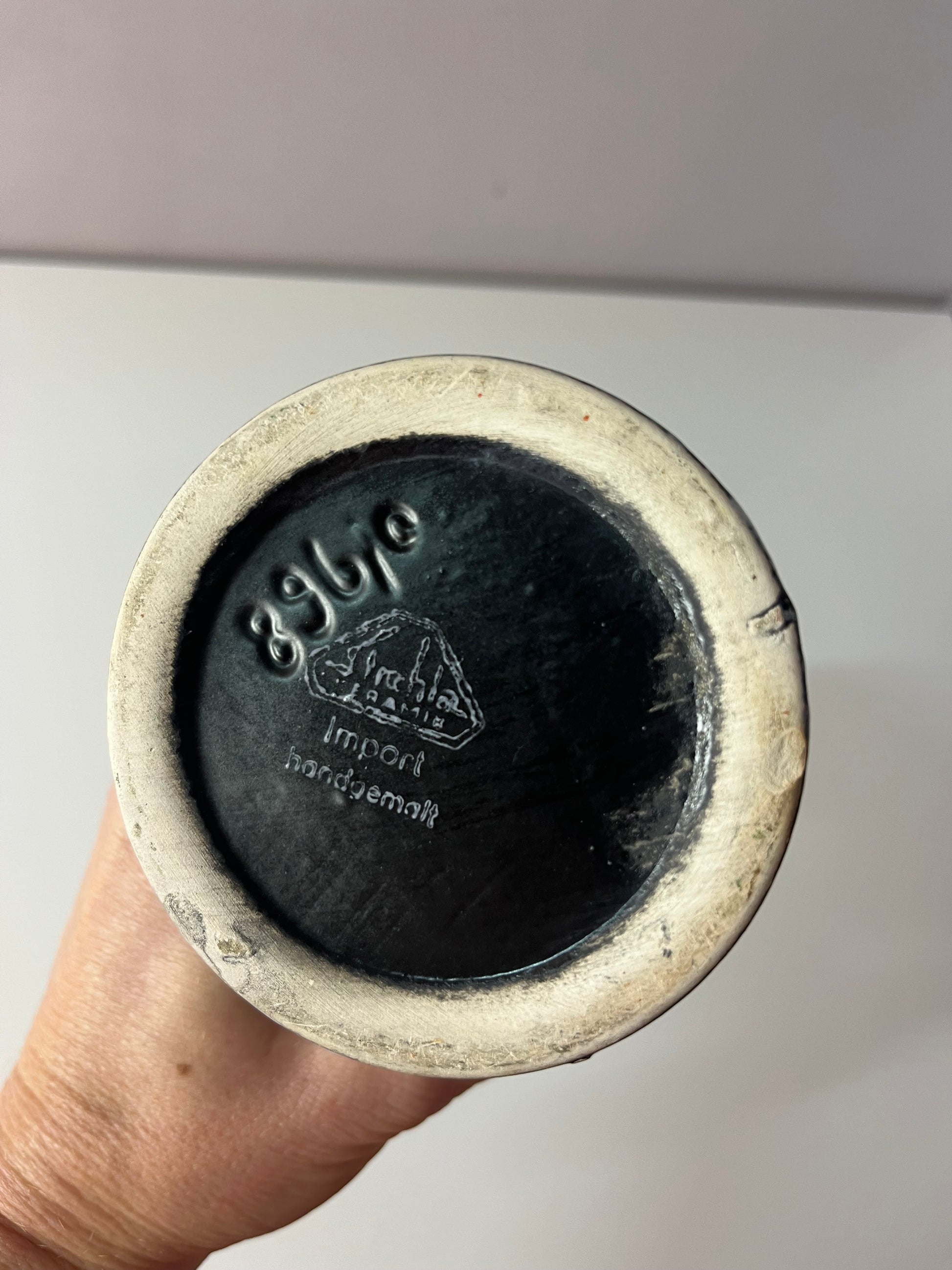 Vase 896/0 rot weiß von Strehla Keramik