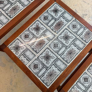 Set: 3 Satztische Teak & Fliesen aus Dänemark