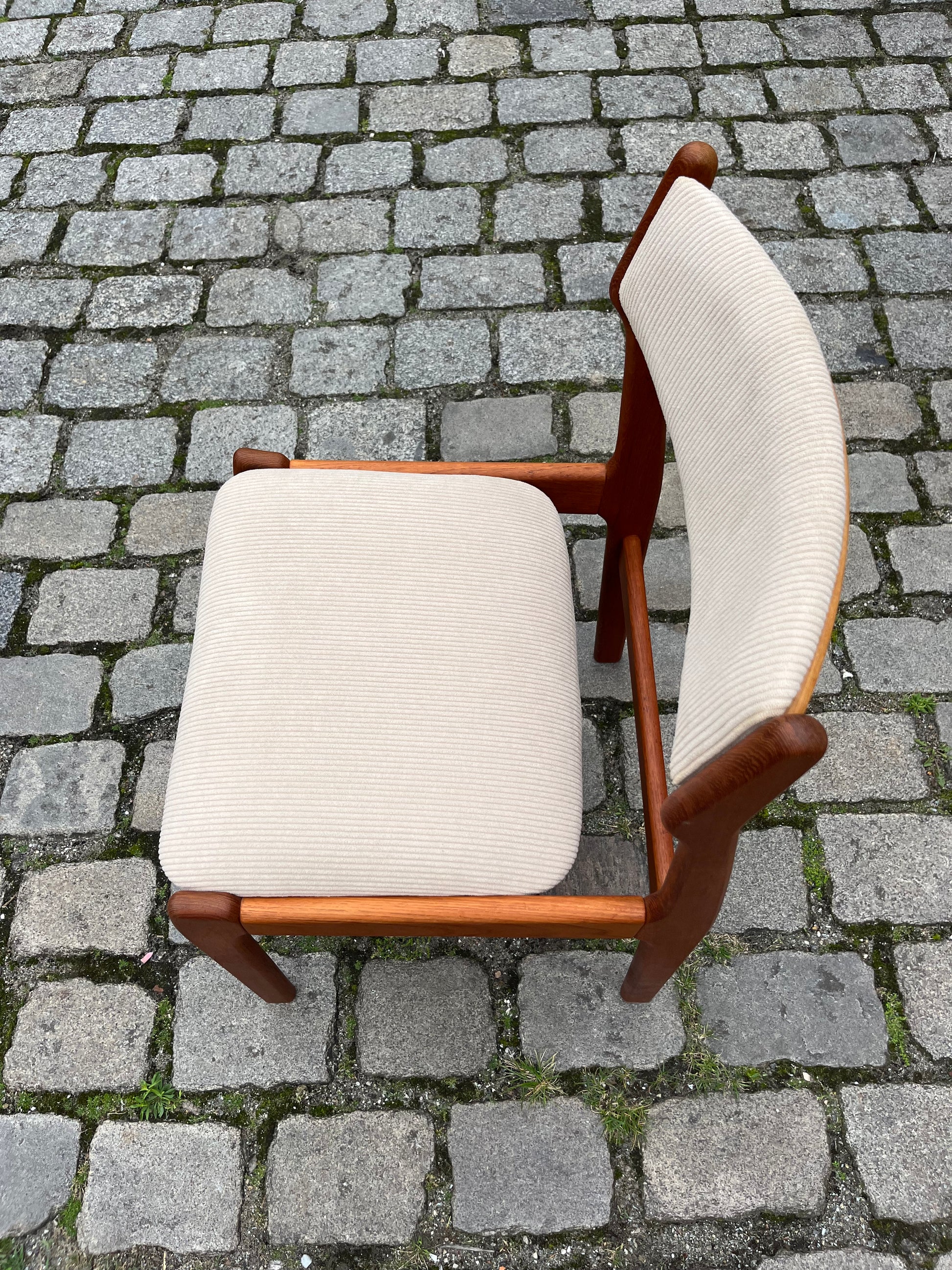 Set: 6x Polsterstuhl beige Teak Cord von Erik Buch