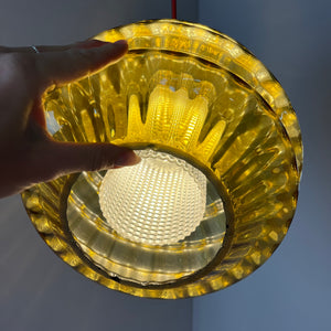 Hängelampe mit Glas Doppelschirm von Carl Fagerlund für Orrefors