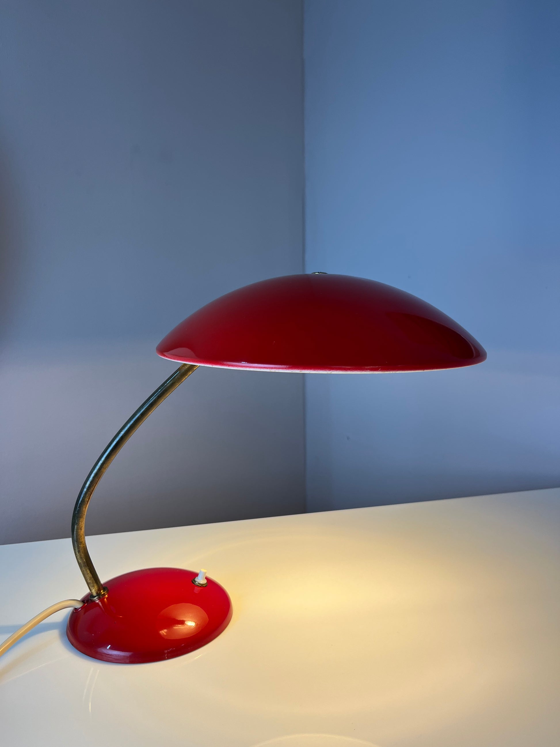 Schreibtischlampe Typ 6781 rot von Christian Dell für Kaiser Idell