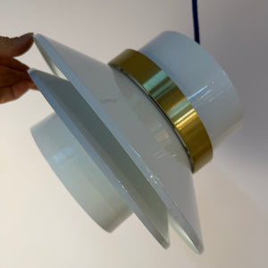 Lamellenlampe Hochglanz weiß Messing aus Dänemark