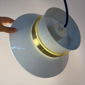 Lamellenlampe Hochglanz weiß Messing aus Dänemark