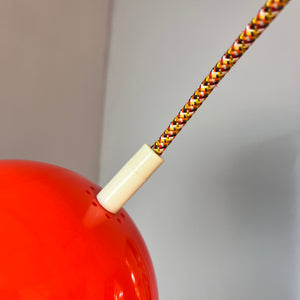 Hängelampe rot weiß Opalglas Kunststoff