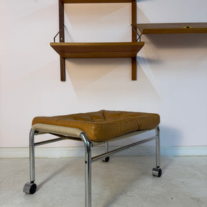 Hocker Modell Bore cognac Chrom von Noboru Nakamura für IKEA