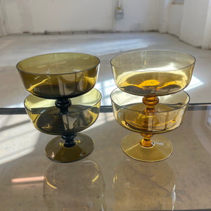 Set: 4x Champagner Schale braun Glas
