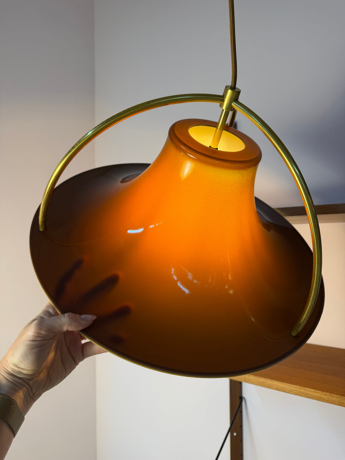 Hängelampe Modell Single braun orange von Jo Hammerborg für Fog & Mørup