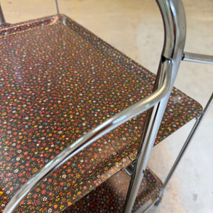 Dinette Servierwagen mit Blümchen und Chrom