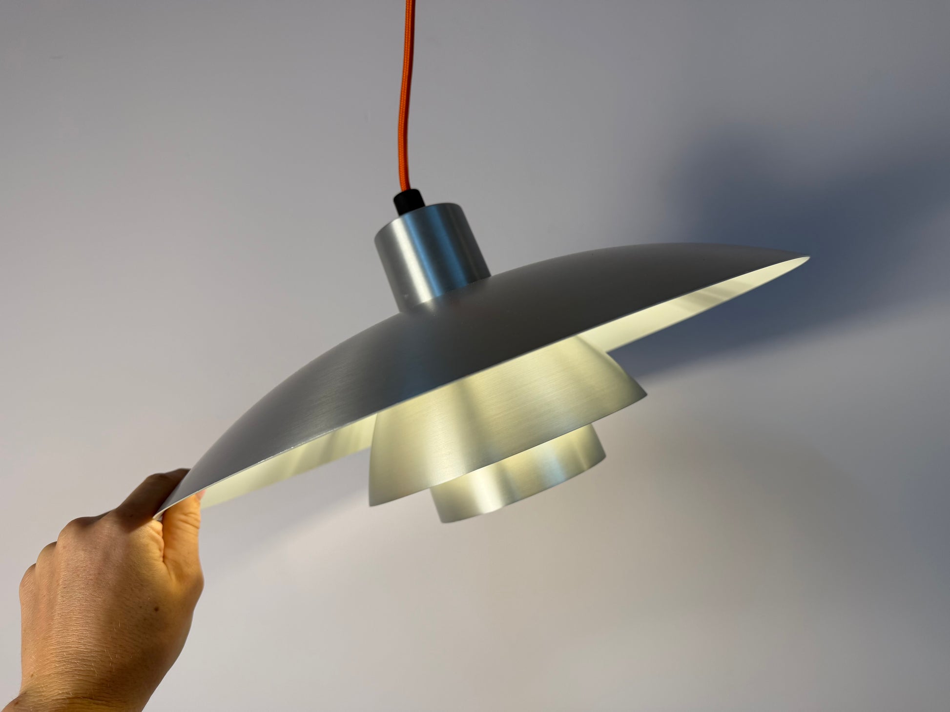 Lamellenlampe PH4/3 silber gebürstet von Poul Henningsen für Louis Poulsen