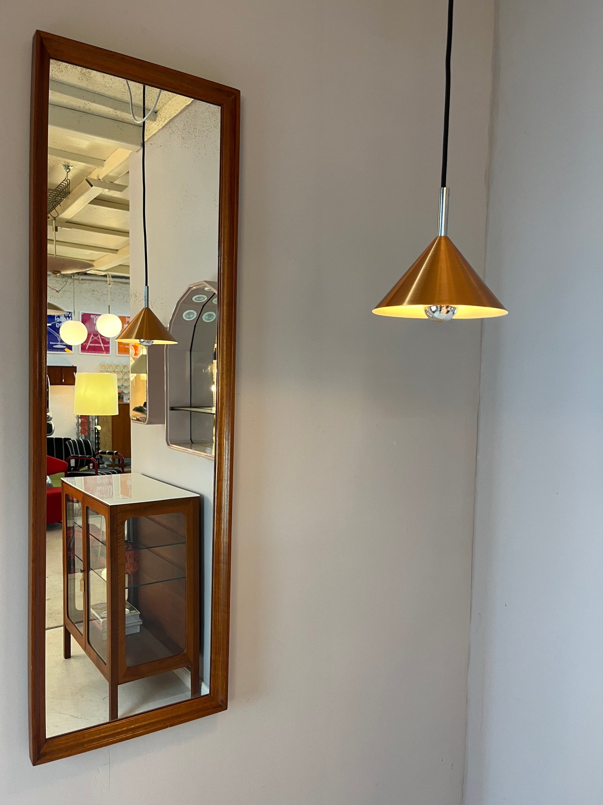 Trichterlampe Kupfer mit silbernen Akzenten