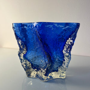 Vase blau Glas von Kai Blomqvist für Riihimaki / Riihimaen Lasi Oy