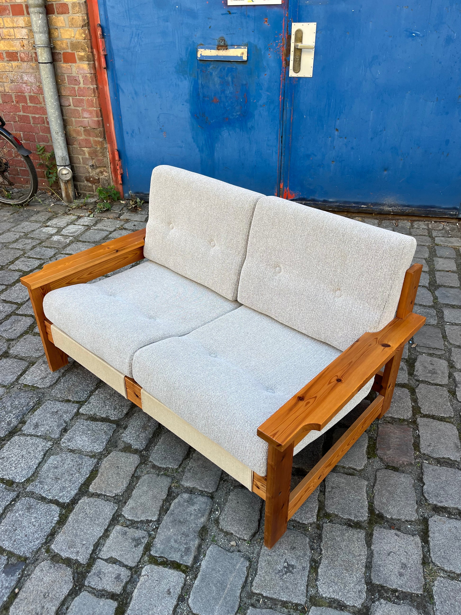 2-Sitzer Sofa beige grau Safari Style