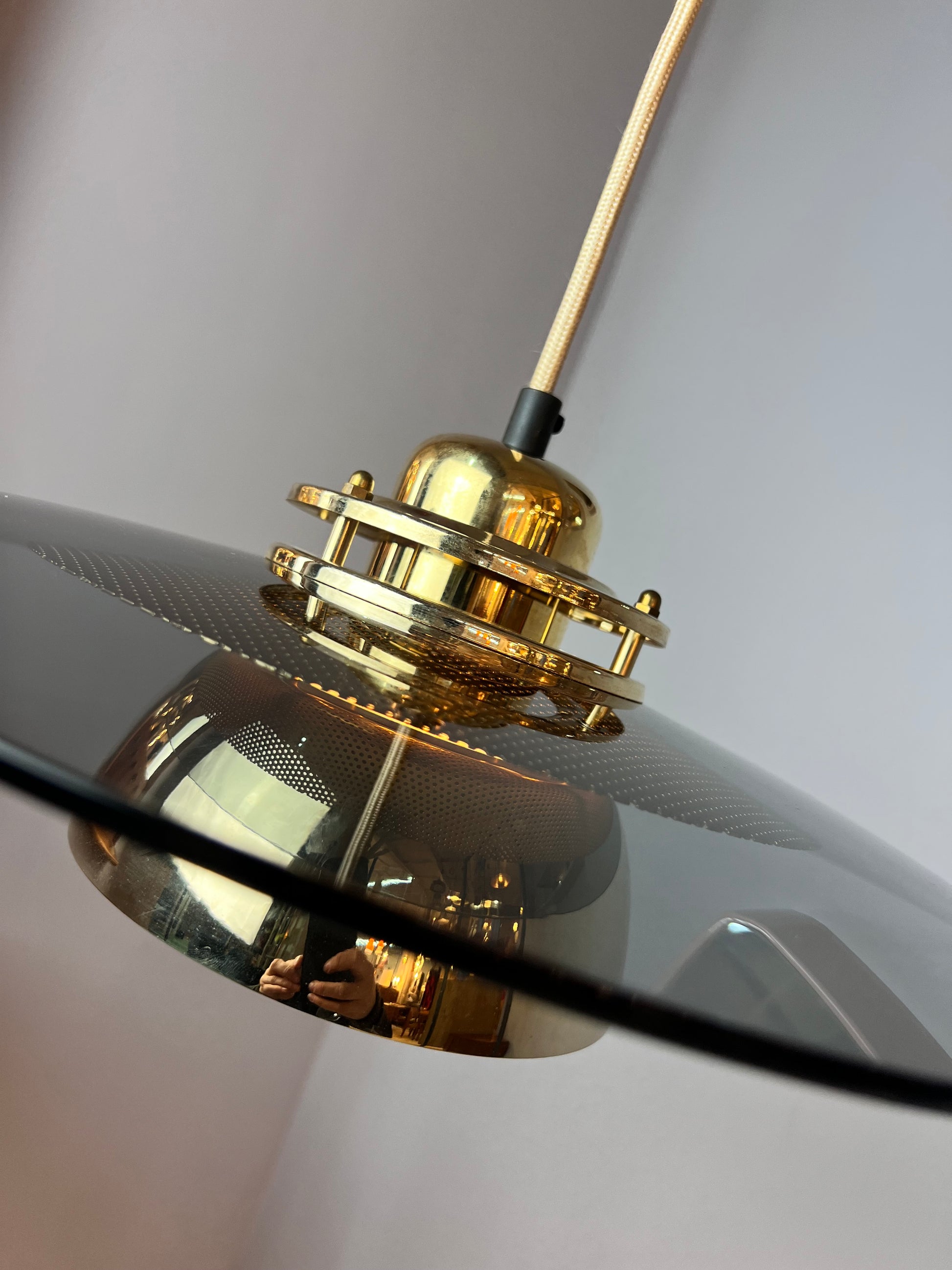 Lamellenlampe Gold Rauchglas aus Dänemark