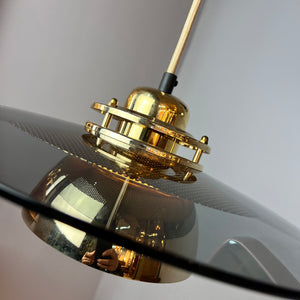 Lamellenlampe Gold Rauchglas aus Dänemark