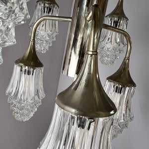 10-flammiger Kronleuchter Glas Chrom von Richard Essig