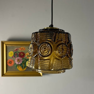 Hängelampe braun Glas Messing von Vitrika