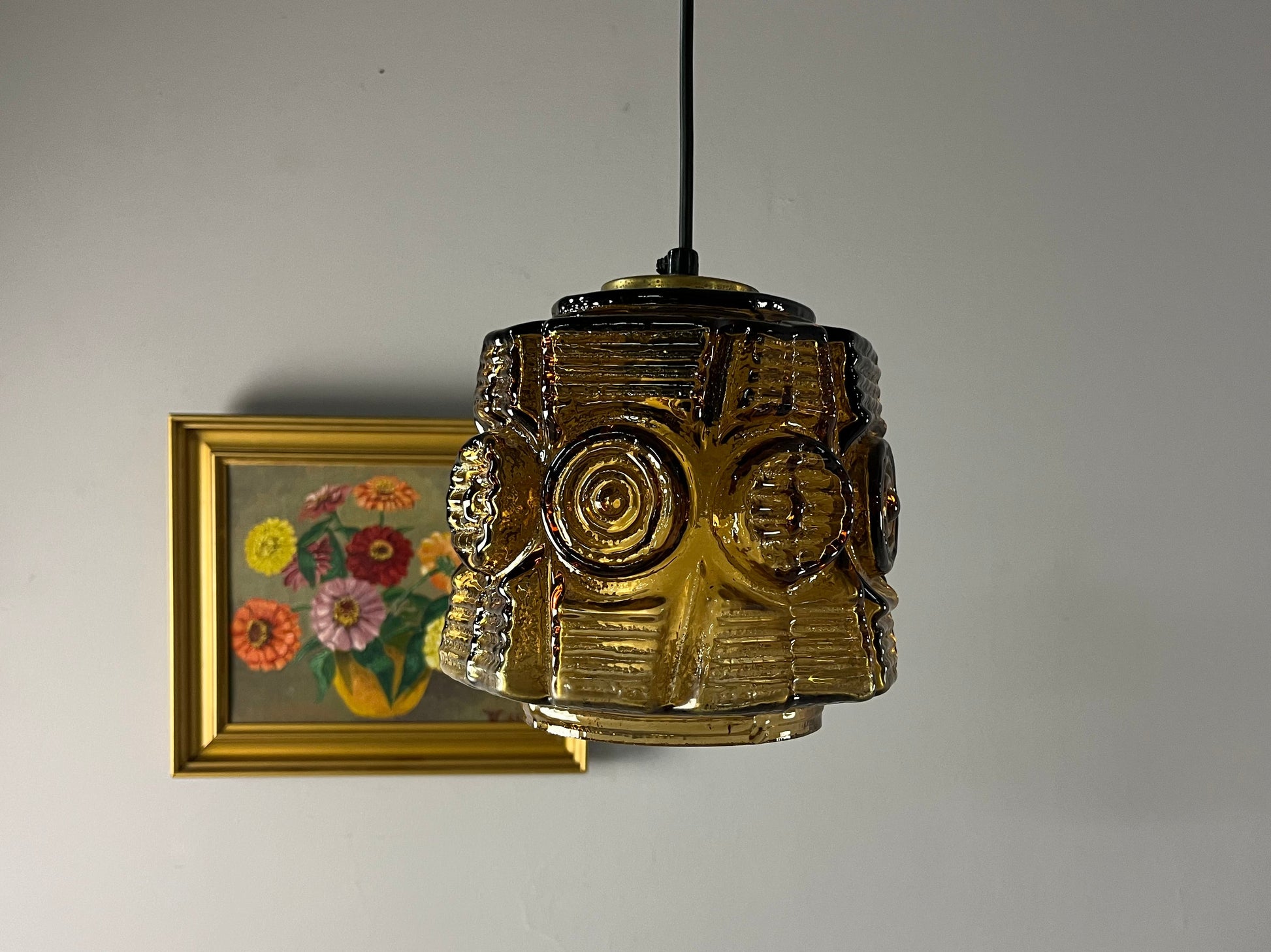 Hängelampe braun Glas Messing von Vitrika