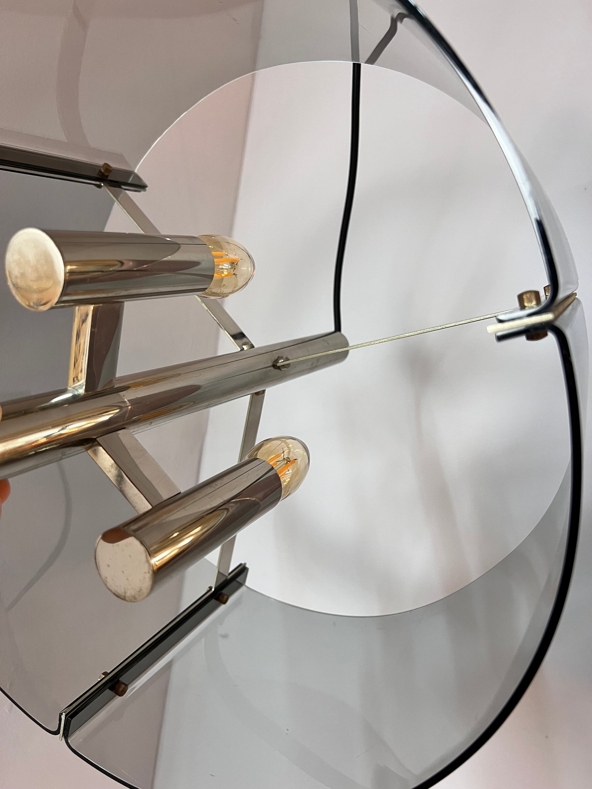 Hängelampe Chrom & Rauchacryl