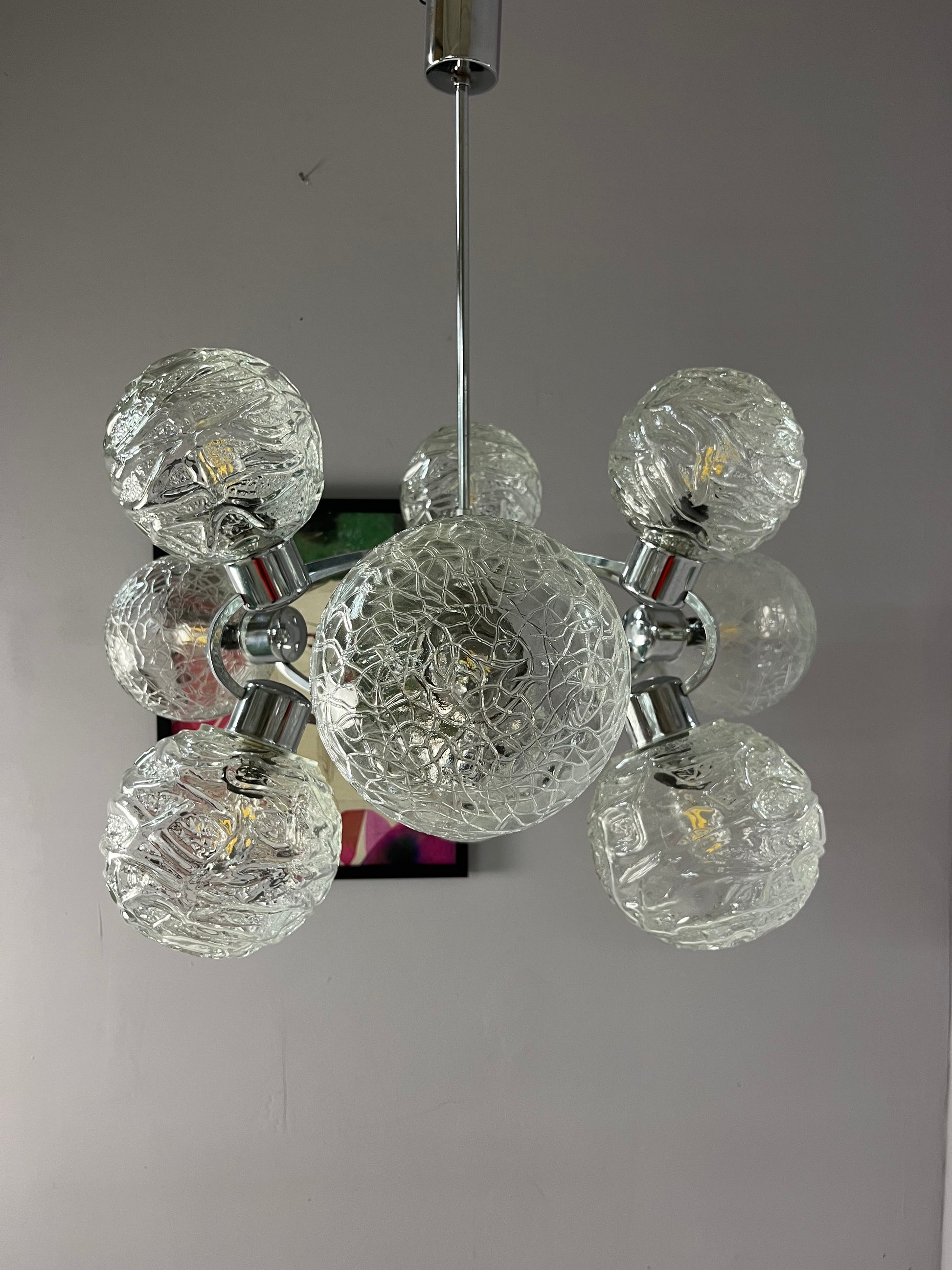 Sputnik Kronleuchter Glas Chrom