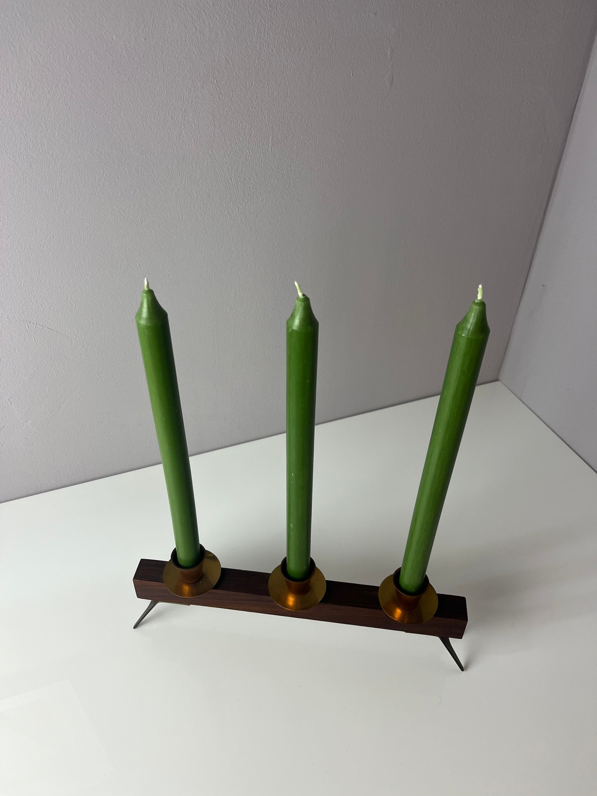 Kerzenständer Teak Messing