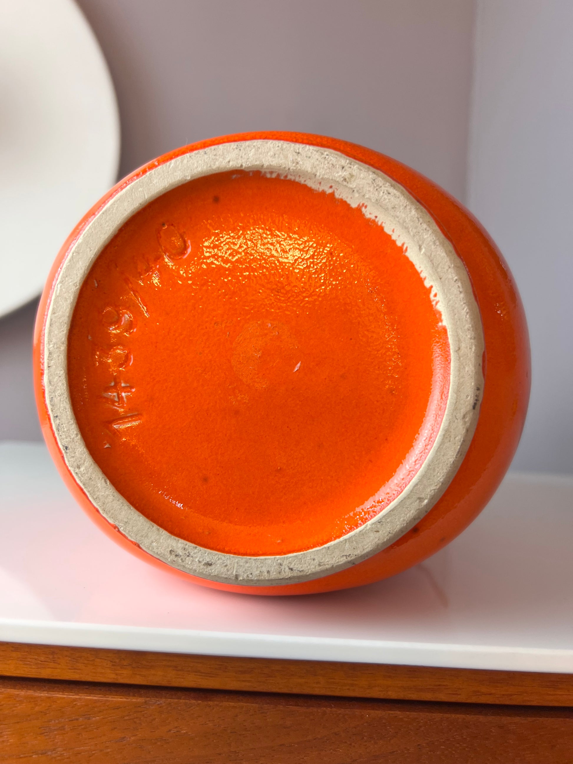 Vase Fat Lava 1439/40 orange weiß von Uebelacker Keramik