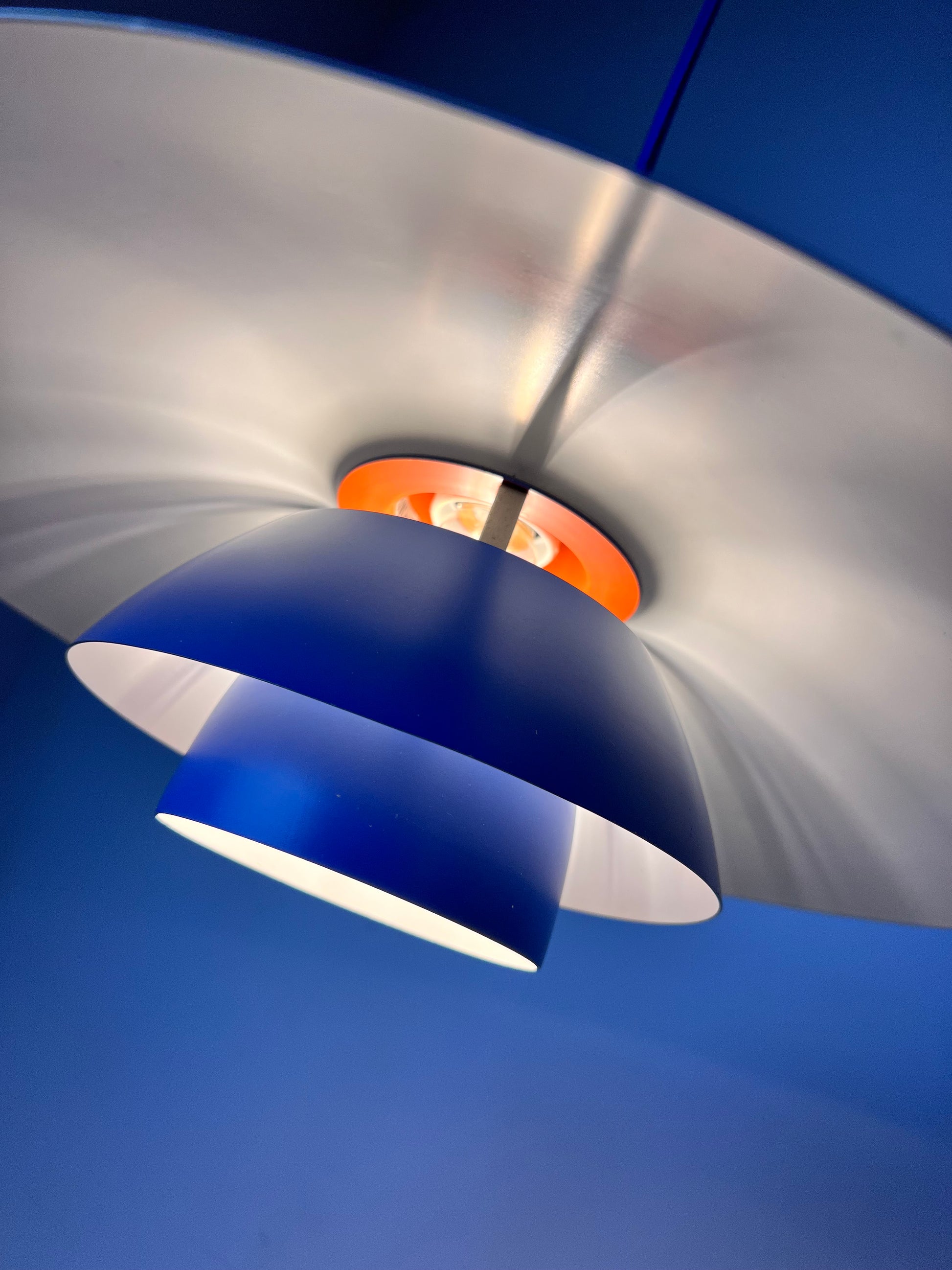 Lamellenlampe PH4 blau von Poul Henningsen für Louis Poulsen