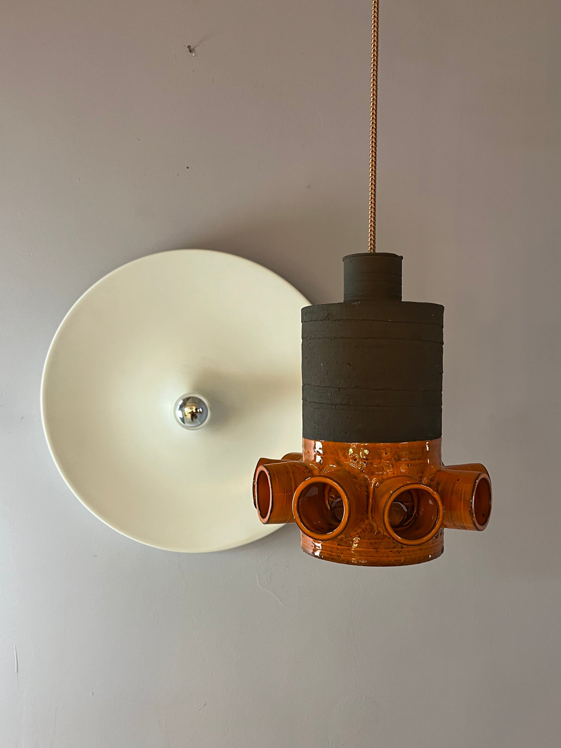 Hängelampe orange braun Keramik